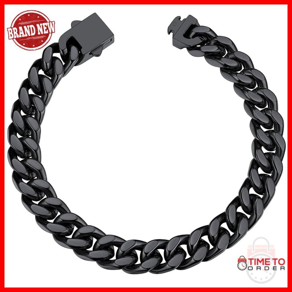 Stainless Steel Cuban Link Bracelet, 5mm-12mm Width, 7.5-9in Length, Gift Box